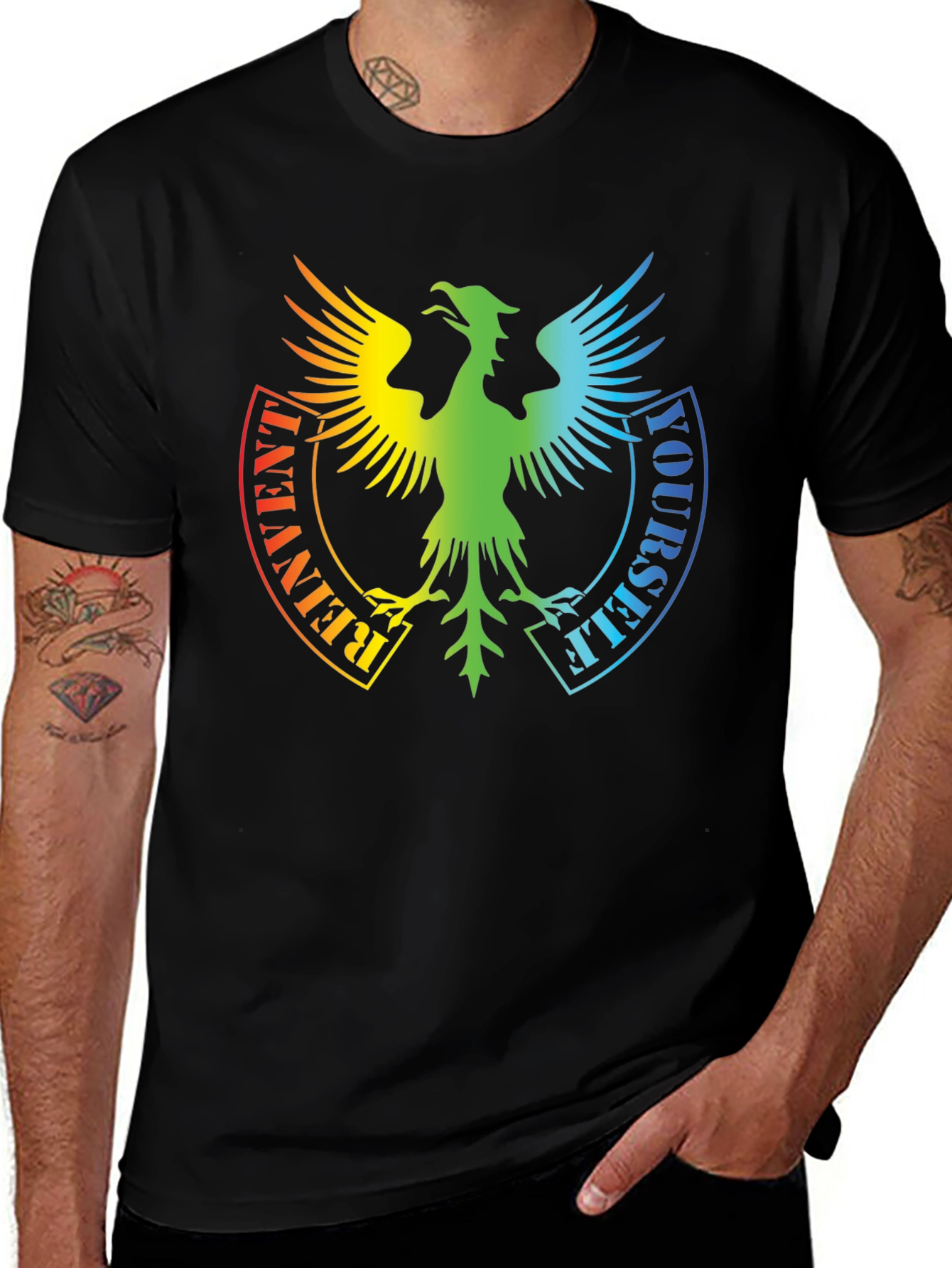 Reinvent Yourself Rainbow Phoenix Graphic Tee