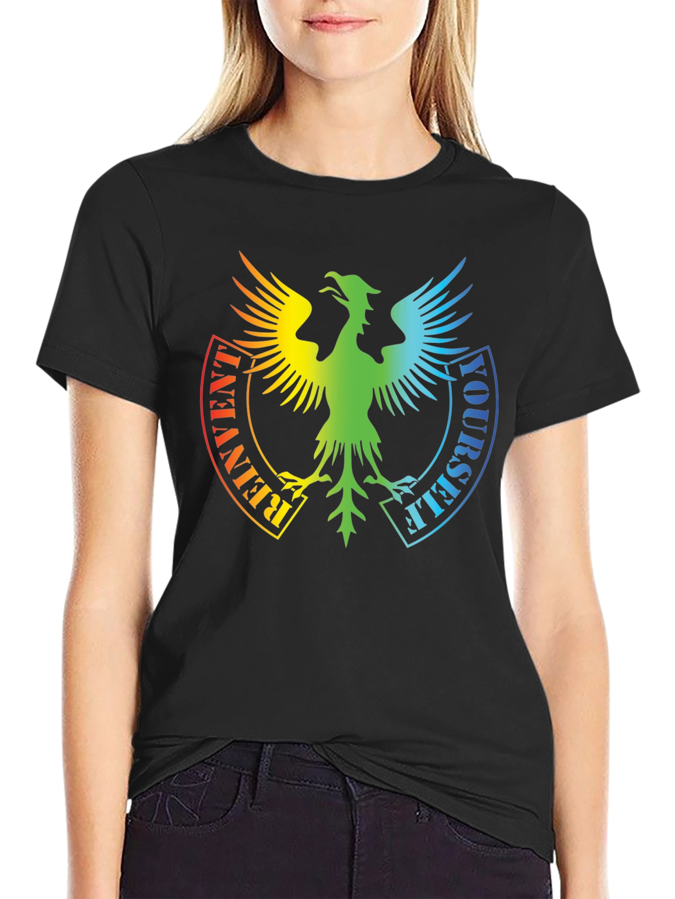 Reinvent Yourself Rainbow Phoenix Graphic Tee