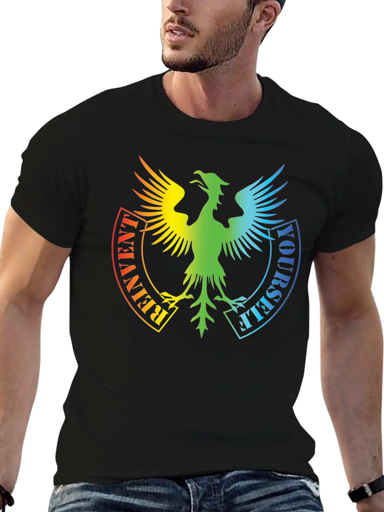Reinvent Yourself Rainbow Phoenix Graphic Tee