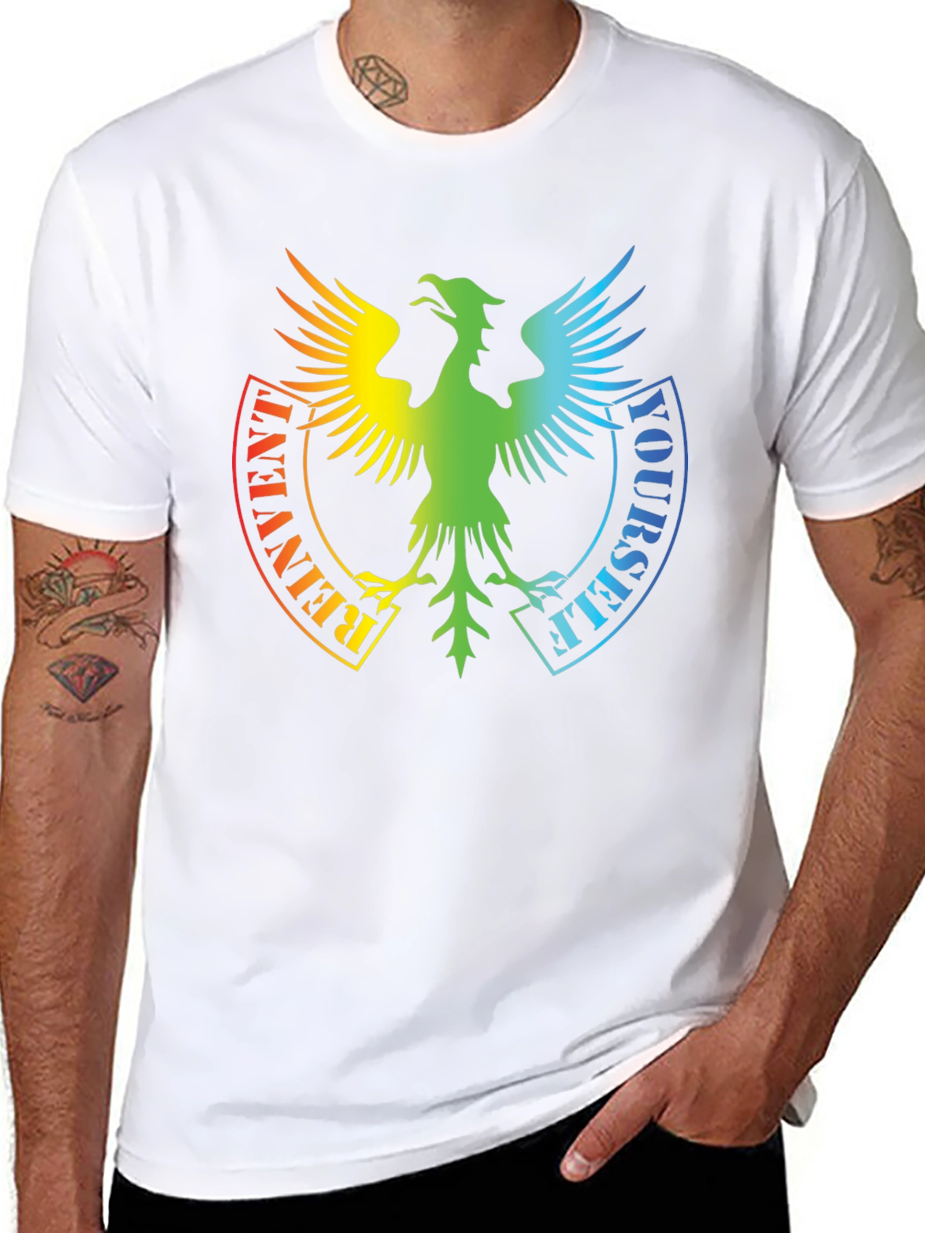 Reinvent Yourself Rainbow Phoenix Graphic Tee