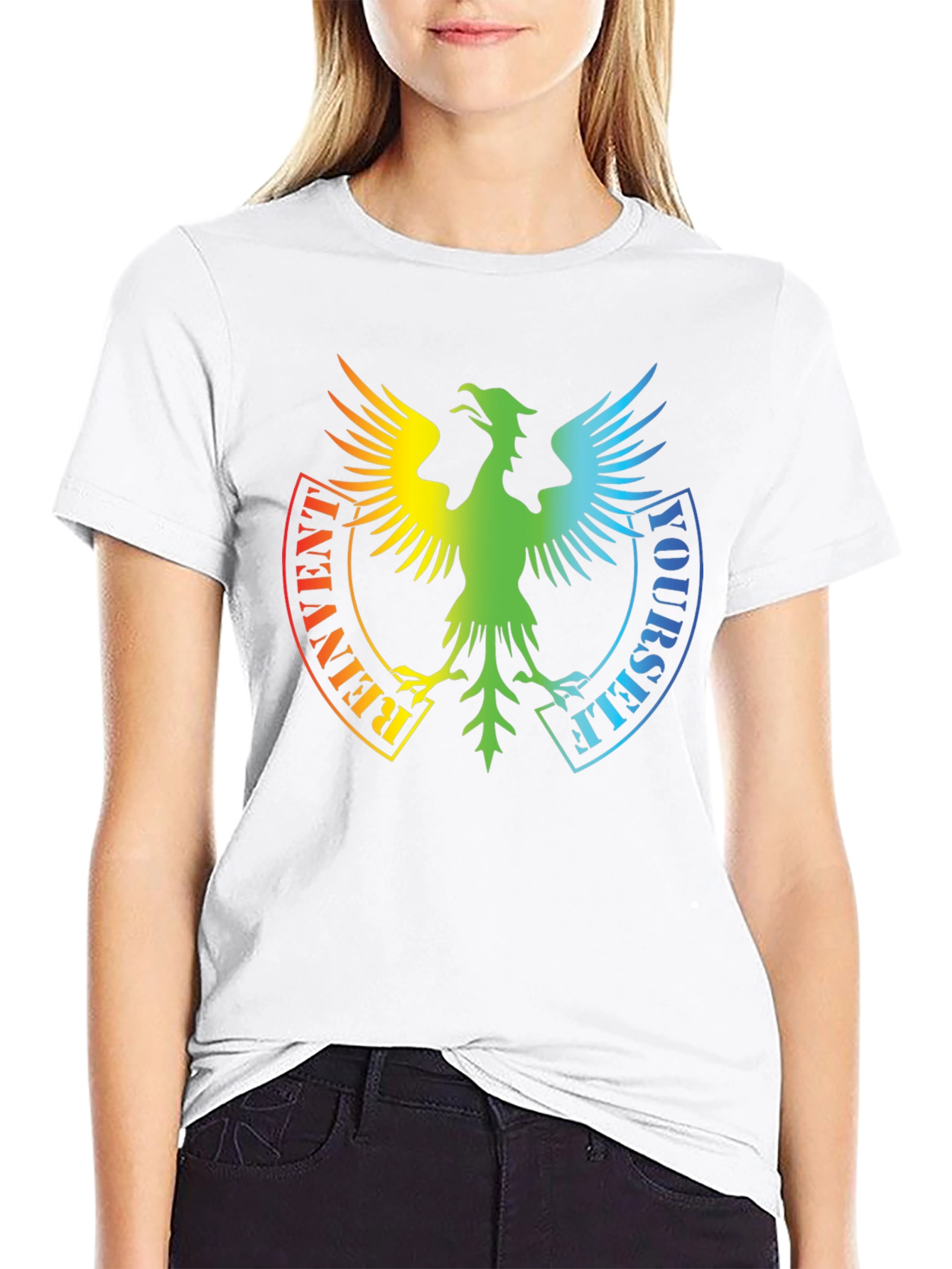 Reinvent Yourself Rainbow Phoenix Graphic Tee