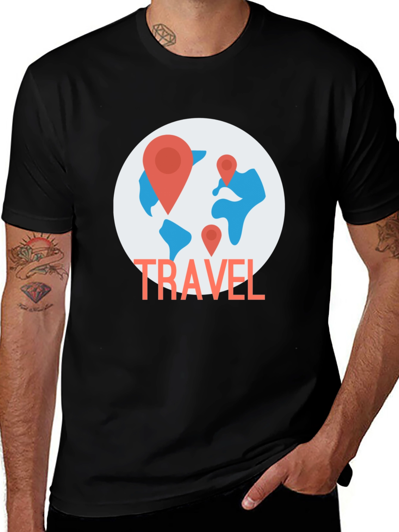 Travel World Map Graphic T-Shirt