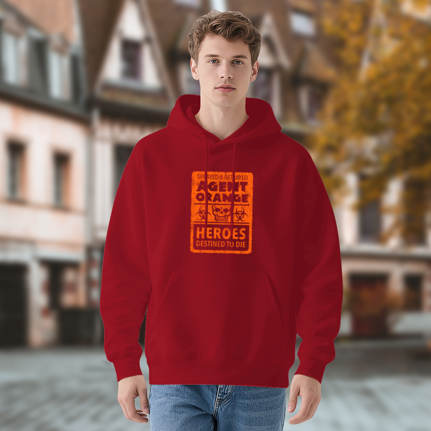 Agent Orange Veteran Retro Red Hoodie, Men Vintage Comfortable Pullover