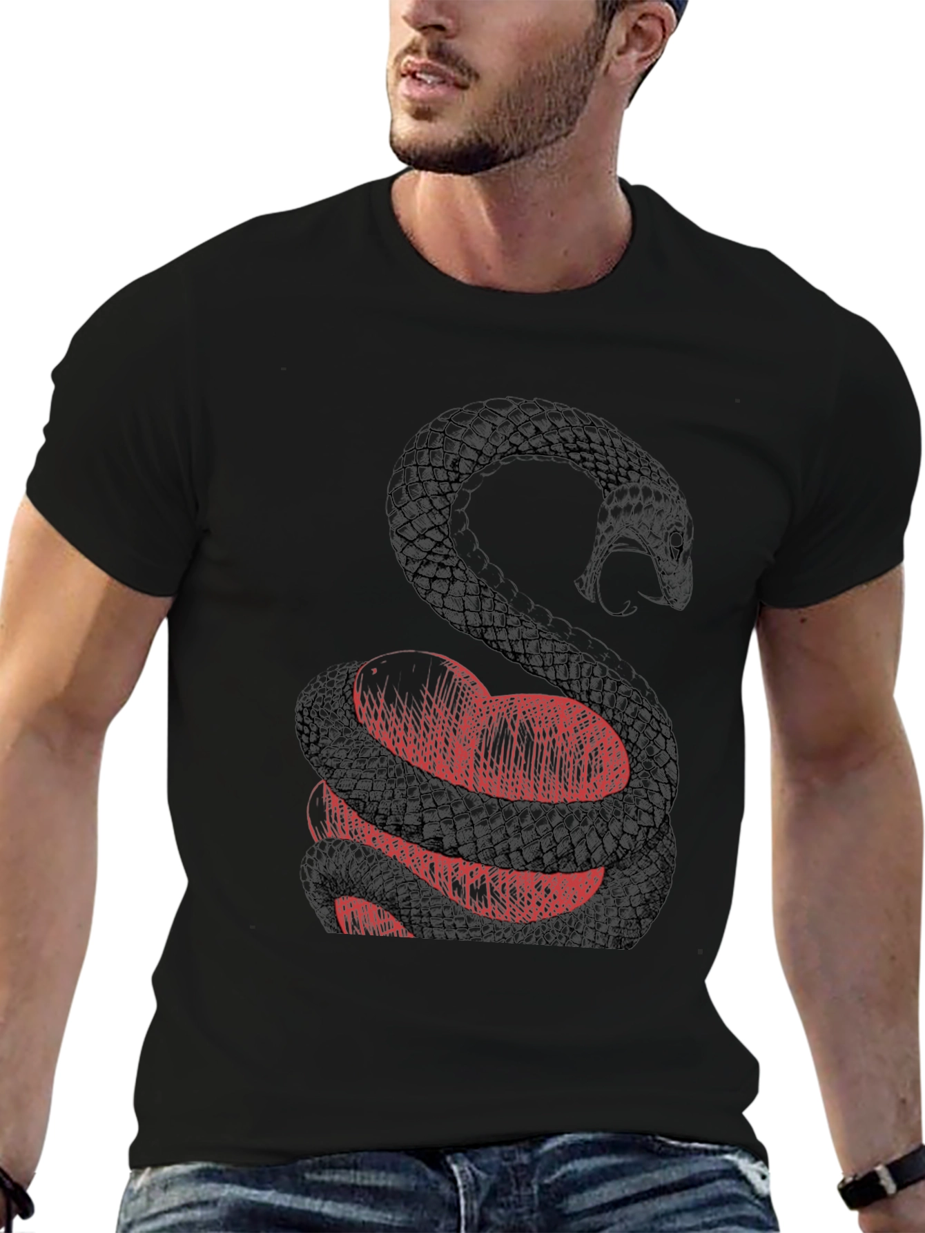 Snake Wrapped Around Heart Graphic Tee