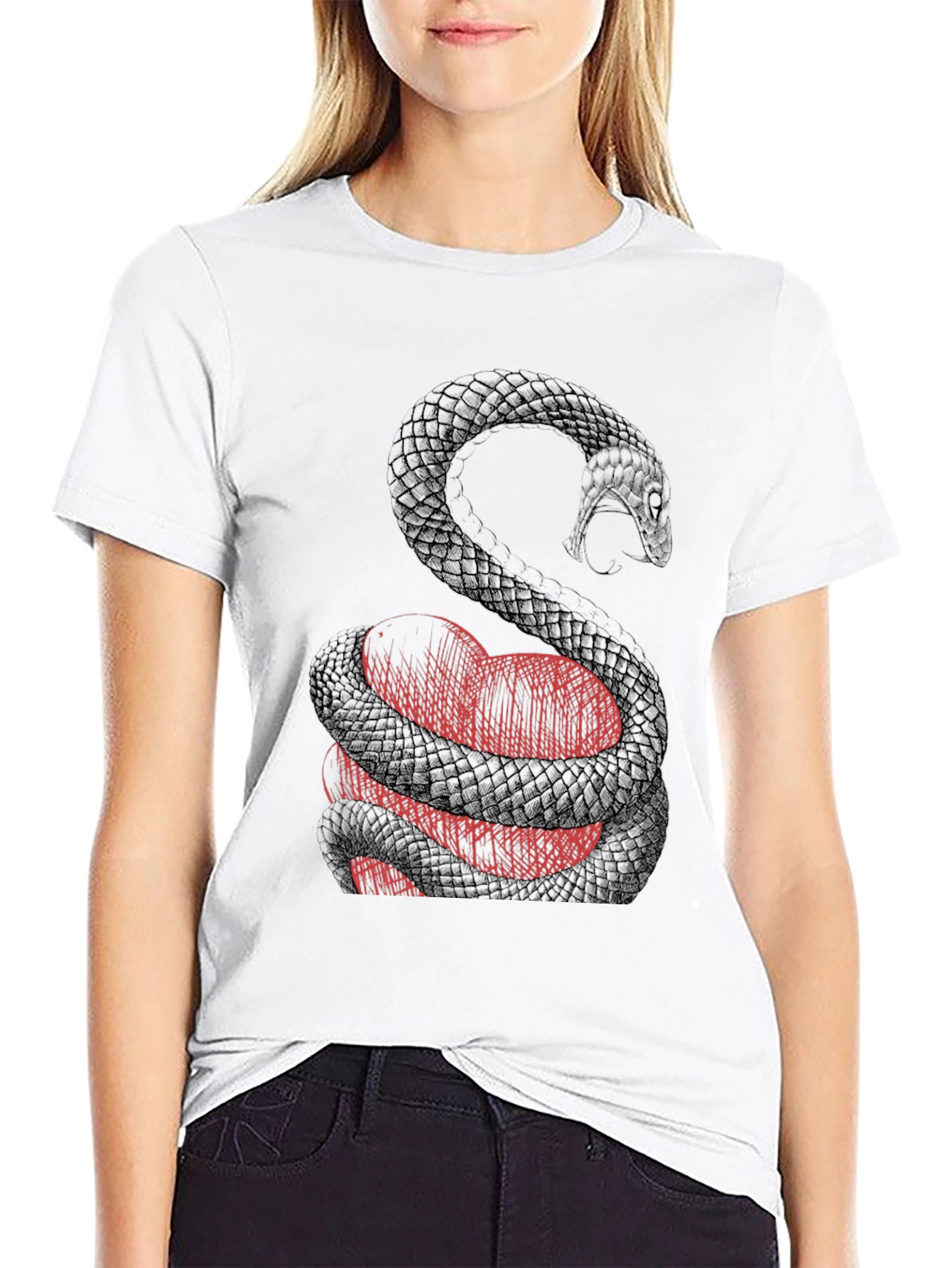 Snake Wrapped Around Heart Graphic Tee