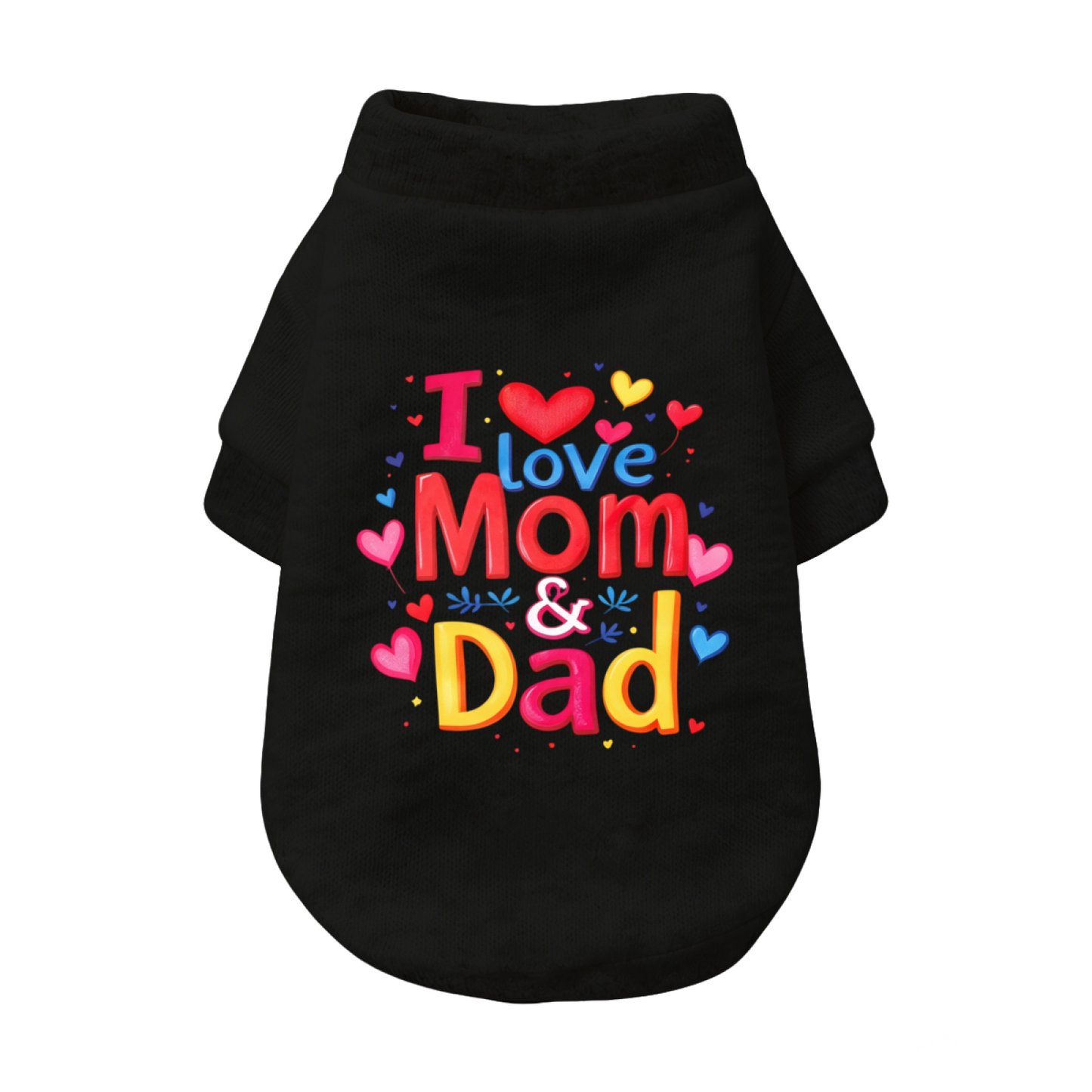 I Love Mom & Dad Colorful Heart Pet Family Sweater