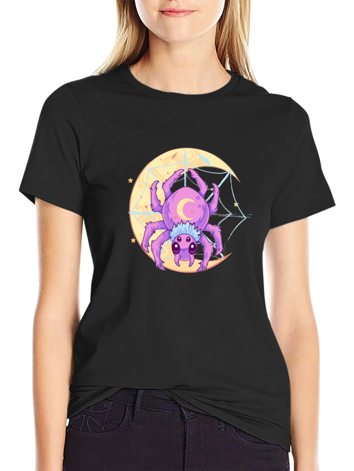 Spider Moon Graphic Tee - Unique Design