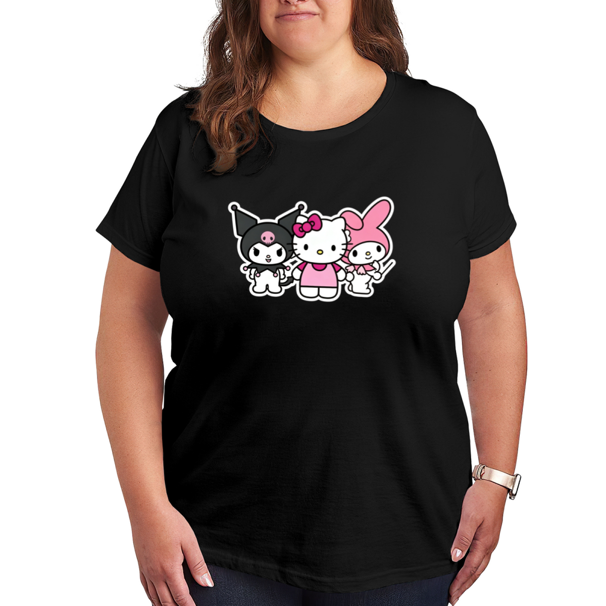 Hello Kitty Kuromi My Melody Best Friends Group Plus Size Ladies T?Shirt