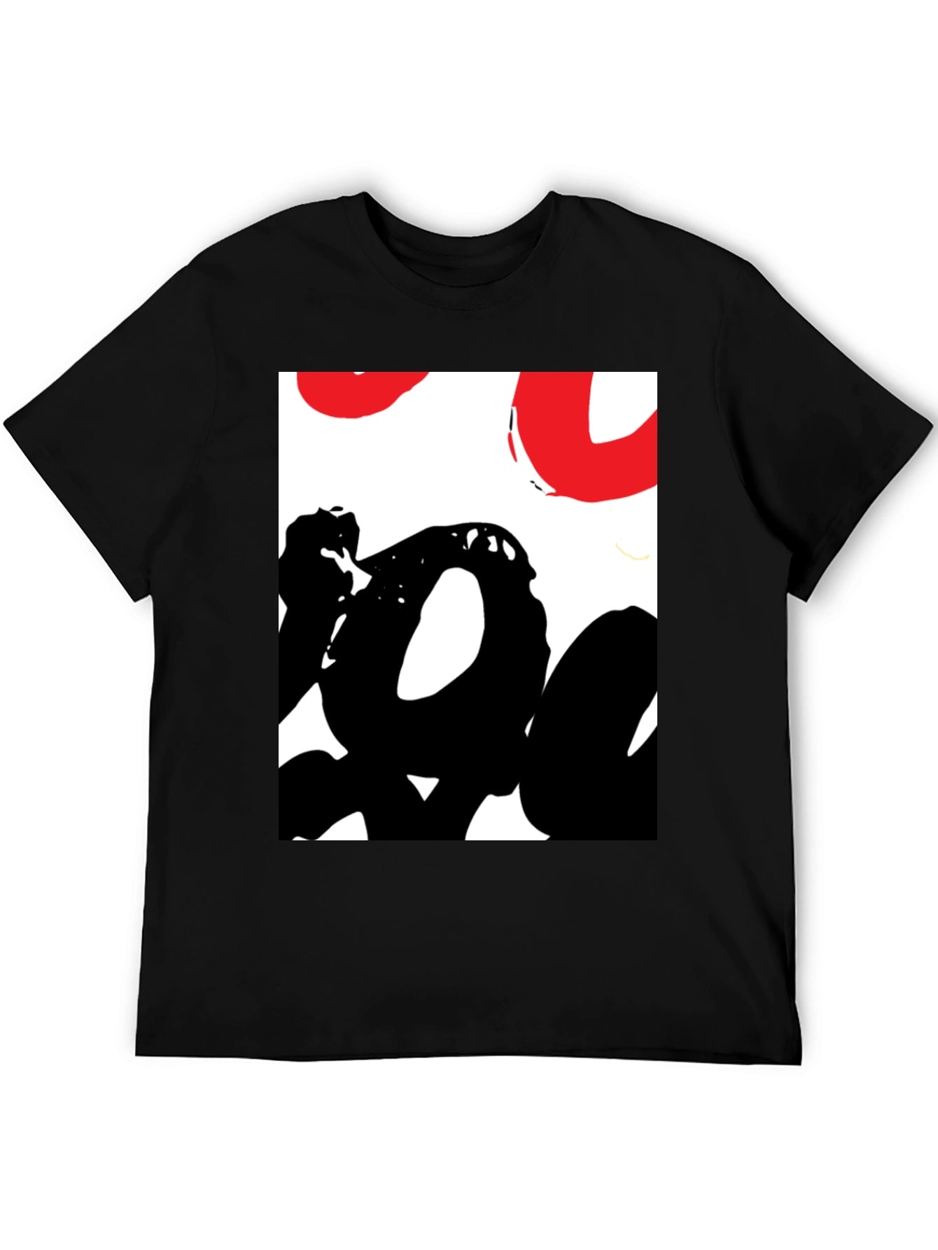 Abstract Graphic Tee - Black Casual T-Shirt