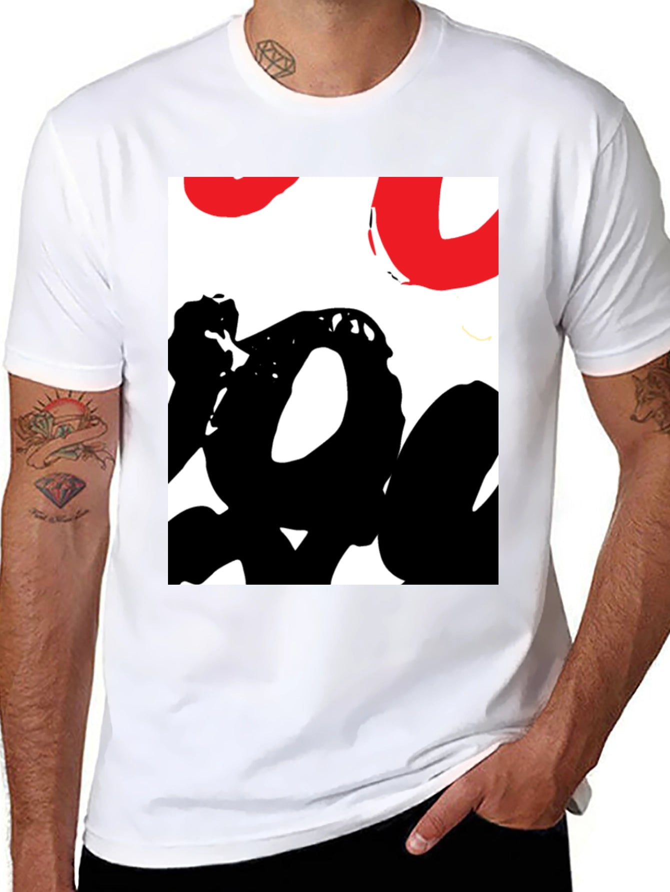 Abstract Graphic Tee - Black Casual T-Shirt