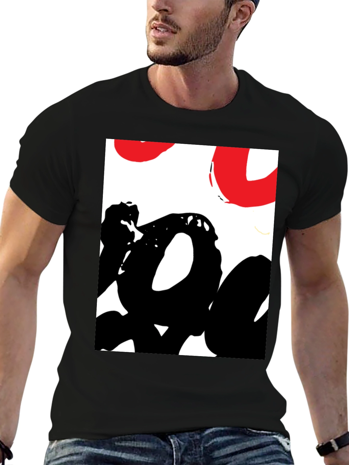 Abstract Graphic Tee - Black Casual T-Shirt
