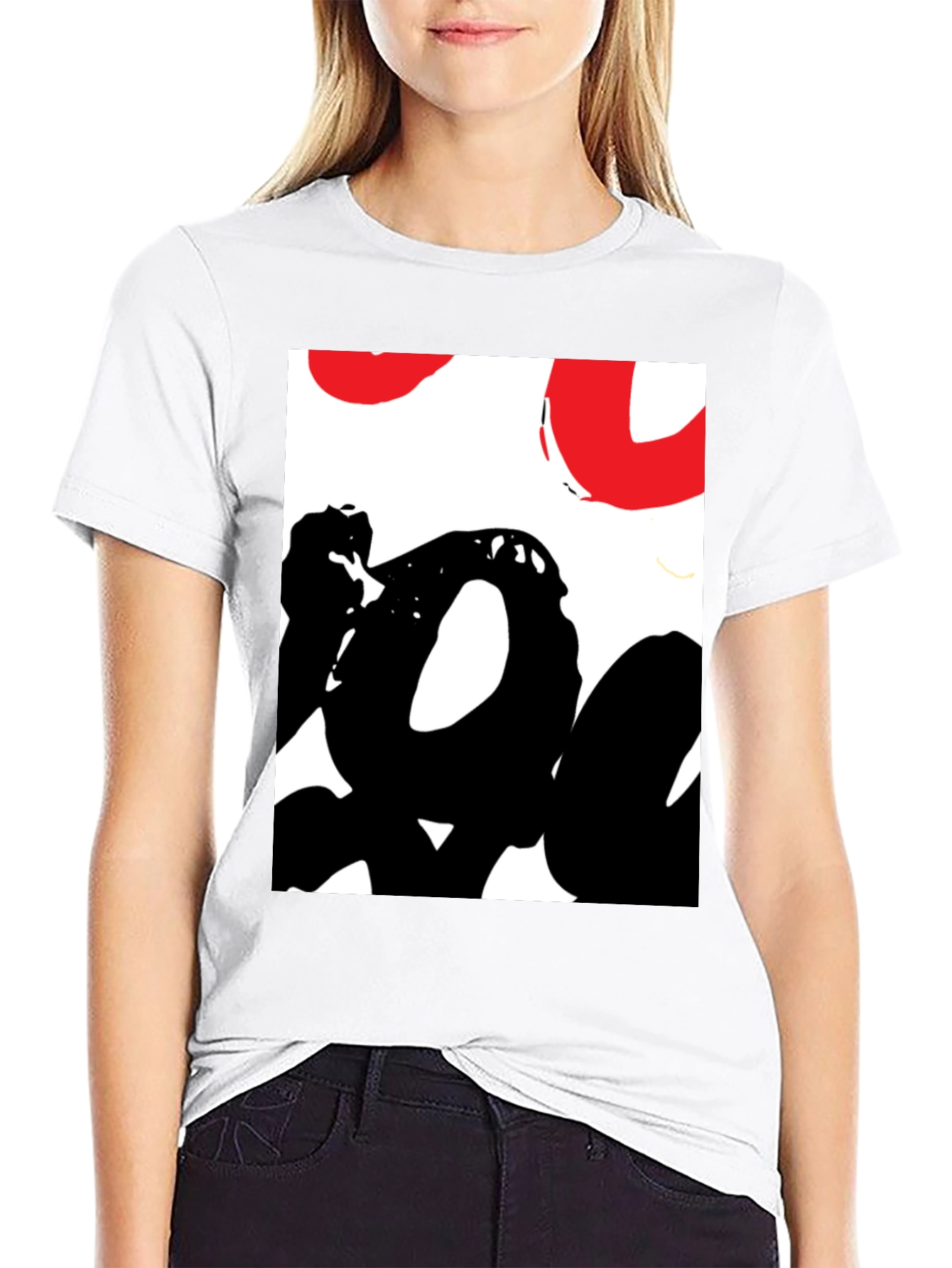 Abstract Graphic Tee - Black Casual T-Shirt