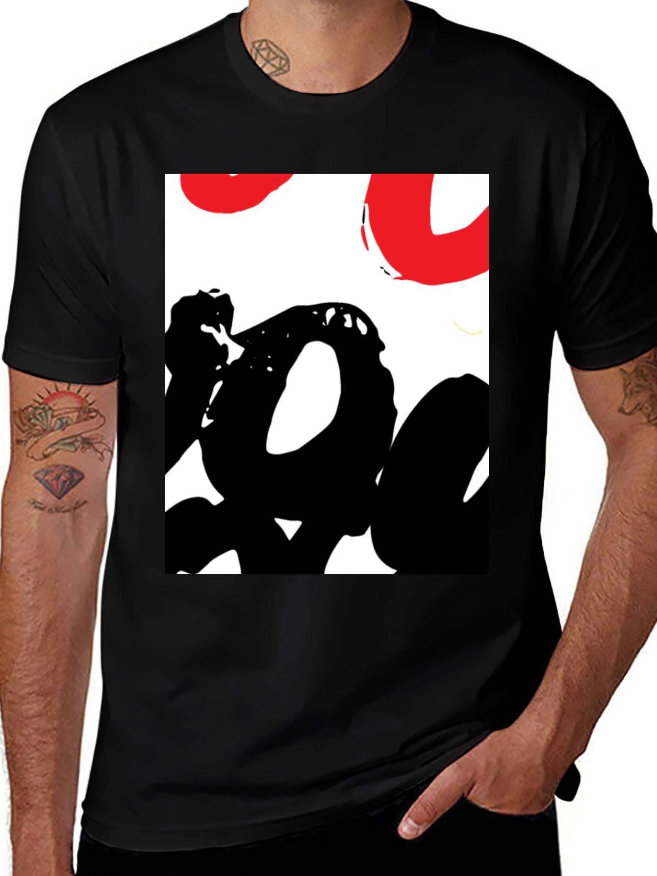 Abstract Graphic Tee - Black Casual T-Shirt
