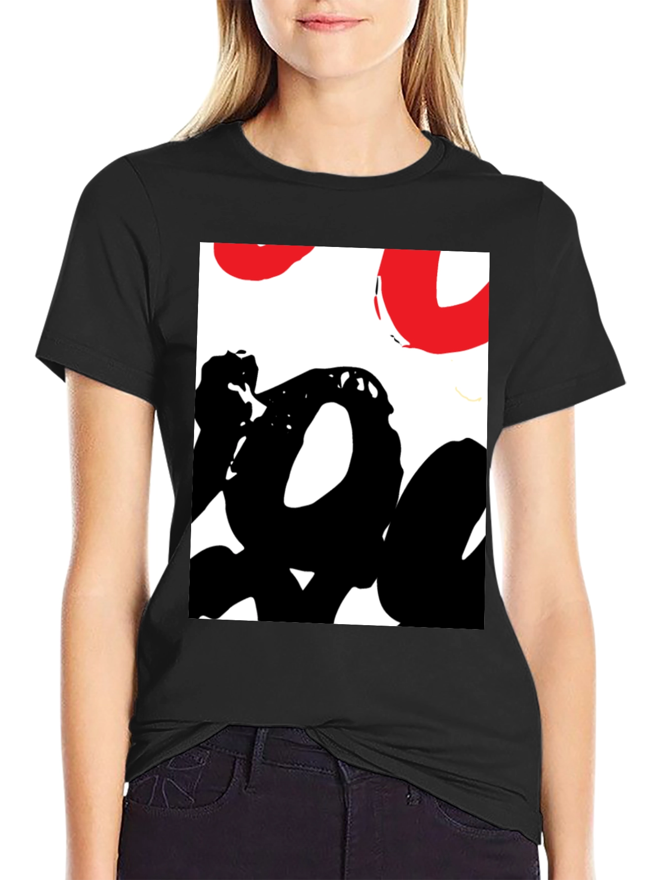 Abstract Graphic Tee - Black Casual T-Shirt
