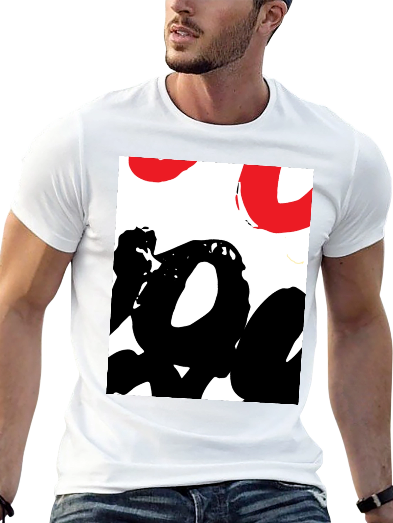 Abstract Graphic Tee - Black Casual T-Shirt