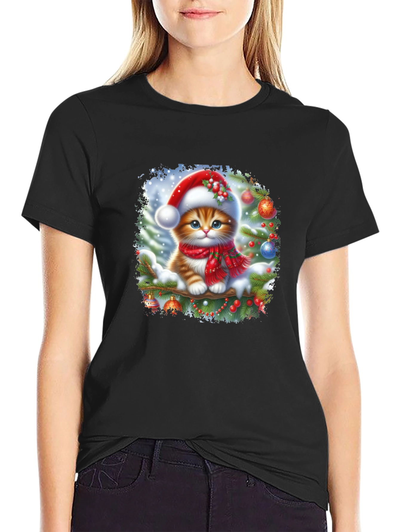 Festive Kitten T-Shirt: Christmas Holiday Style