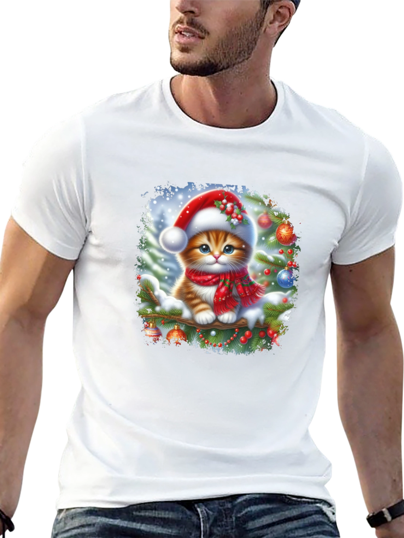 Festive Kitten T-Shirt: Christmas Holiday Style