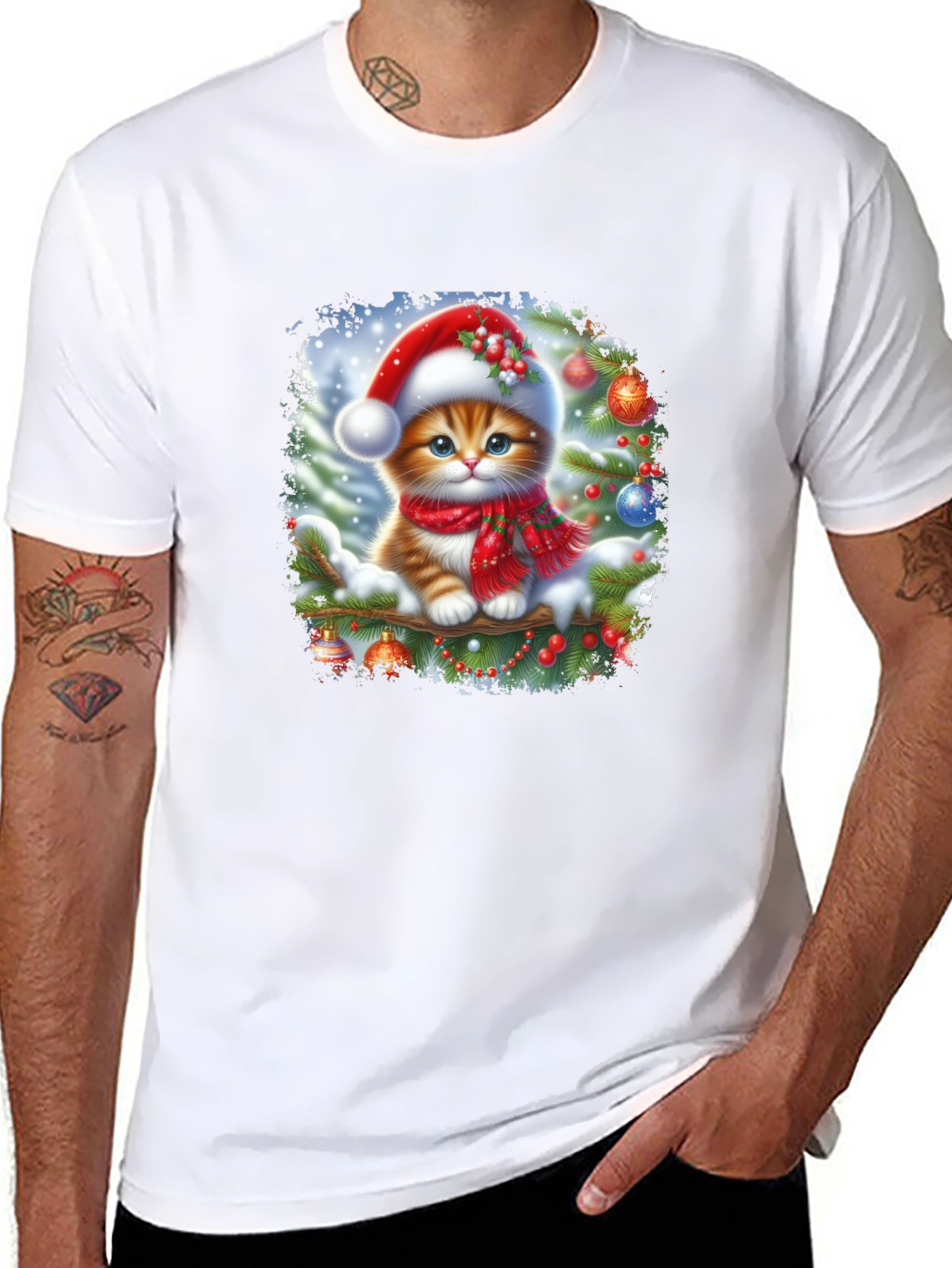 Festive Kitten T-Shirt: Christmas Holiday Style