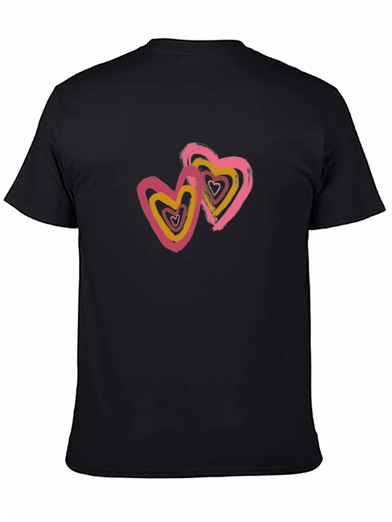 Black T-Shirt with Heart Graphic