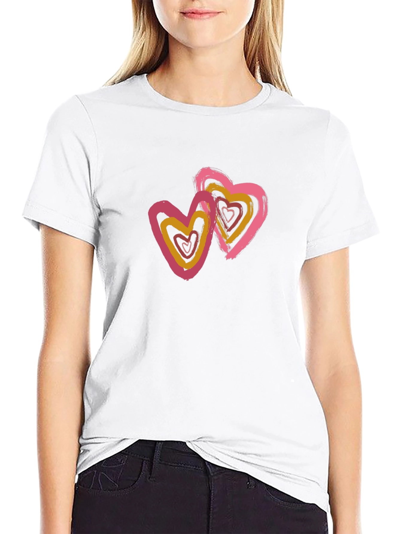 Black T-Shirt with Heart Graphic
