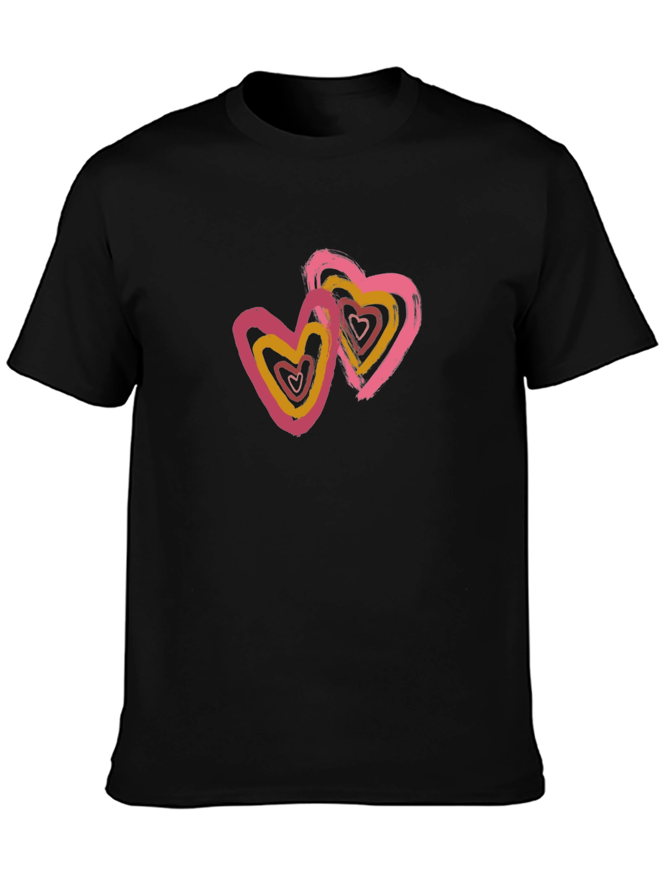 Black T-Shirt with Heart Graphic
