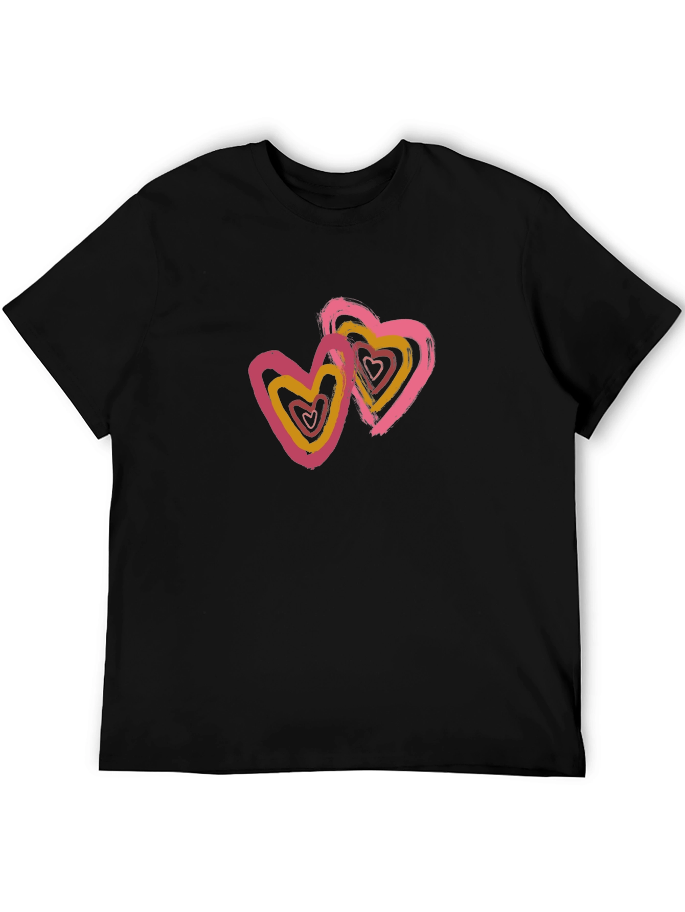 Black T-Shirt with Heart Graphic