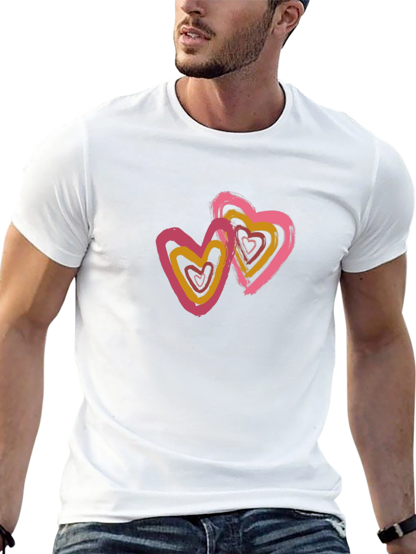Black T-Shirt with Heart Graphic