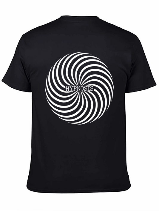 Hypnosis Spiral Graphic Tee - Black Cotton T-Shirt