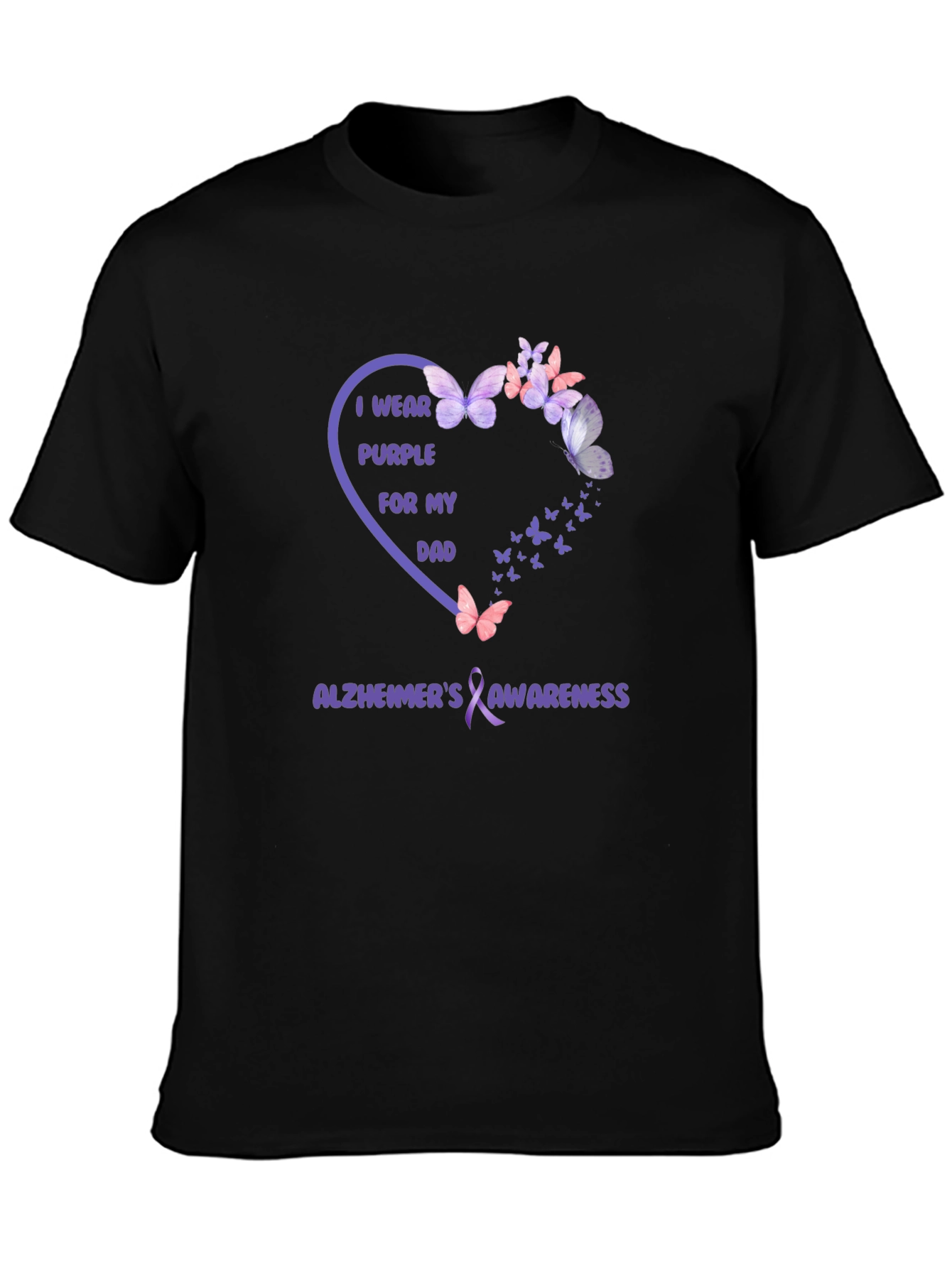 Alzheimers Awareness Purple Butterfly Dad T-Shirt