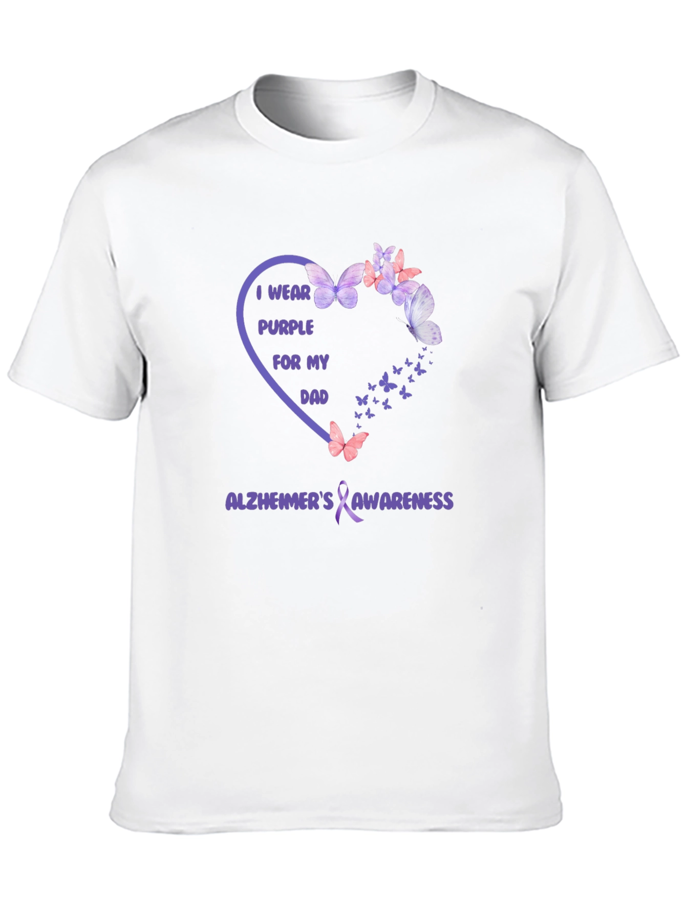 Alzheimers Awareness Purple Butterfly Dad T-Shirt