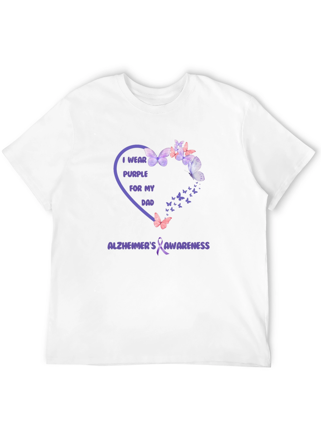 Alzheimers Awareness Purple Butterfly Dad T-Shirt