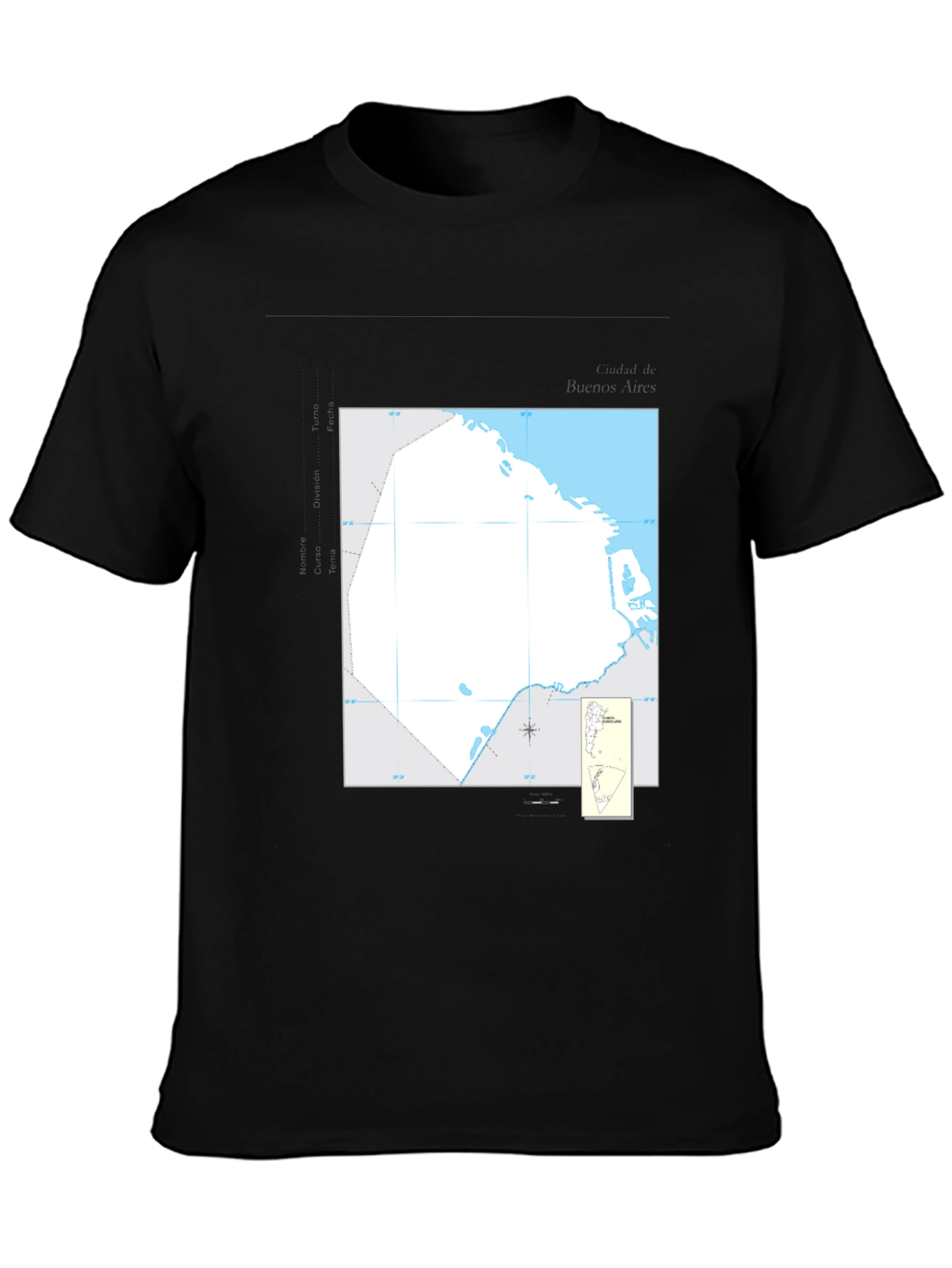 Nautical Chart Tee - Black Cotton Graphic T-Shirt