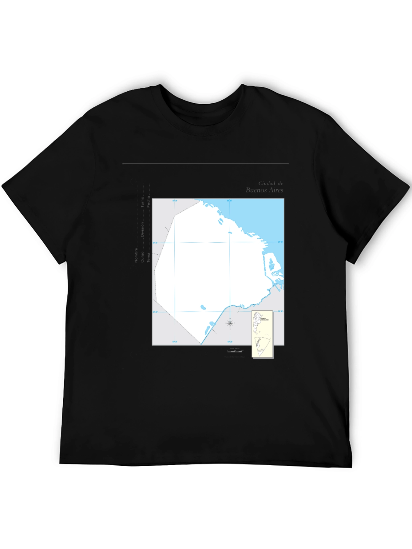 Nautical Chart Tee - Black Cotton Graphic T-Shirt