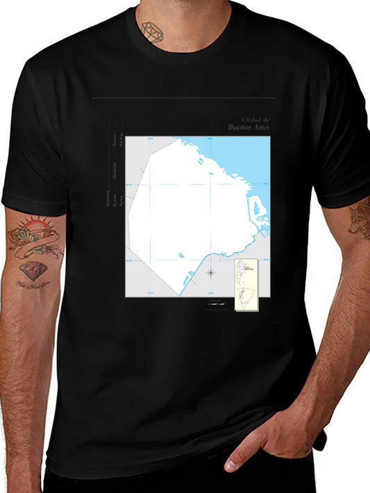 Nautical Chart Tee - Black Cotton Graphic T-Shirt
