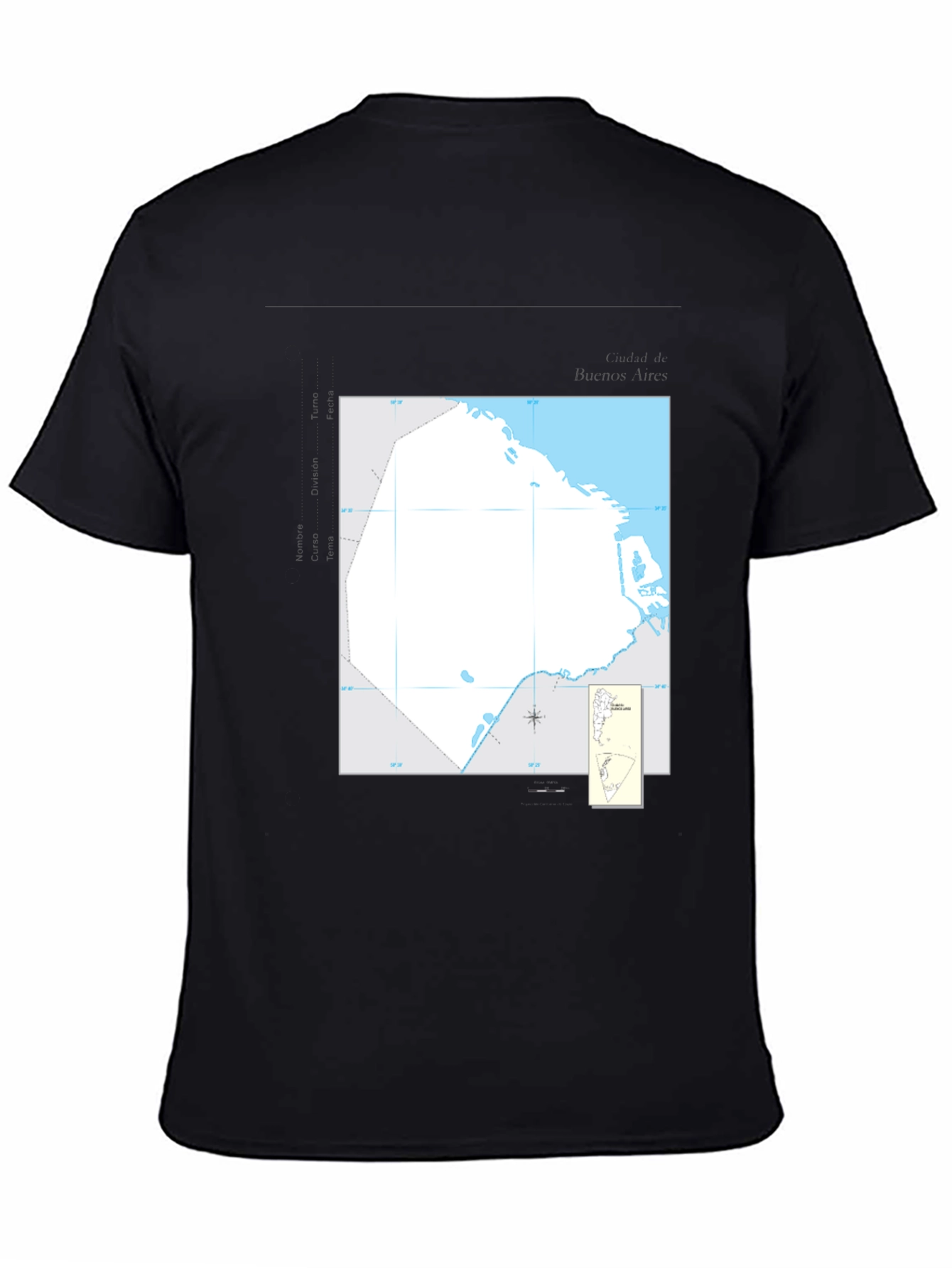 Nautical Chart Tee - Black Cotton Graphic T-Shirt
