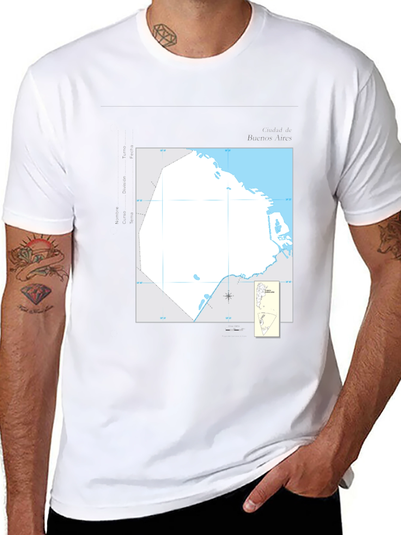 Nautical Chart Tee - Black Cotton Graphic T-Shirt
