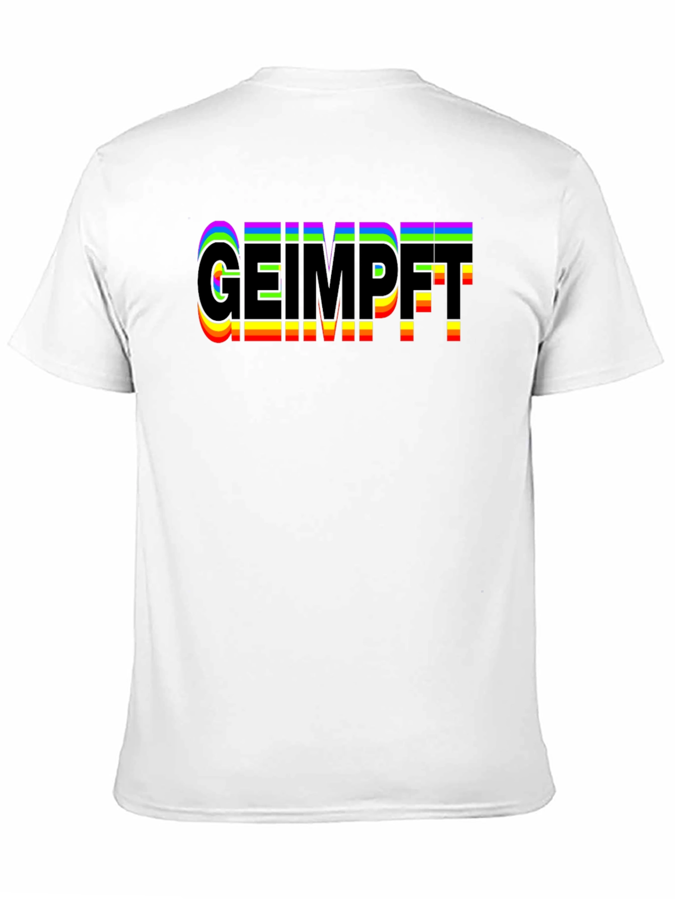 Geimpft Rainbow Text Black T-Shirt