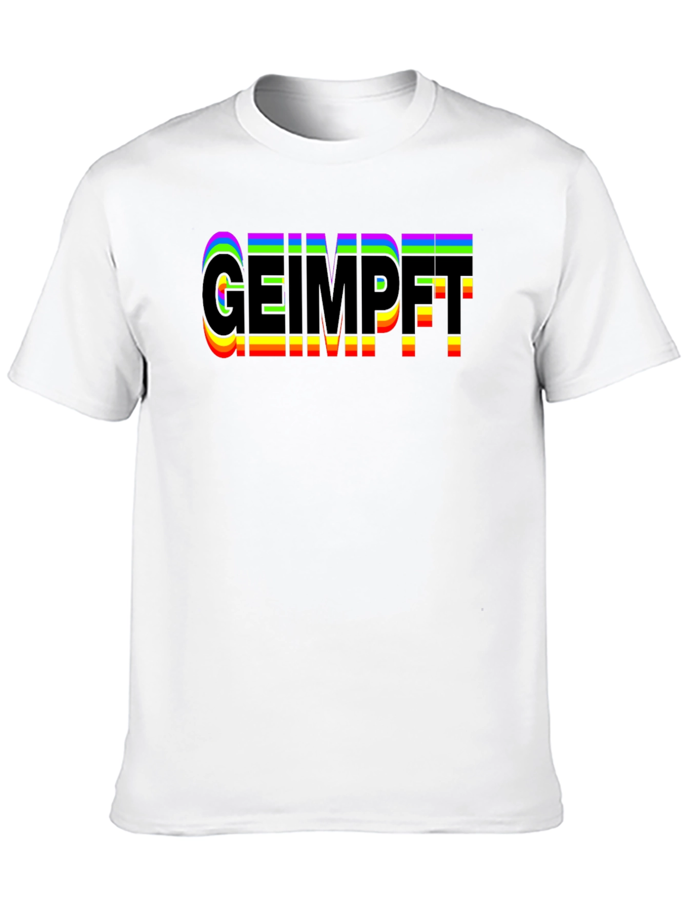 Geimpft Rainbow Text Black T-Shirt