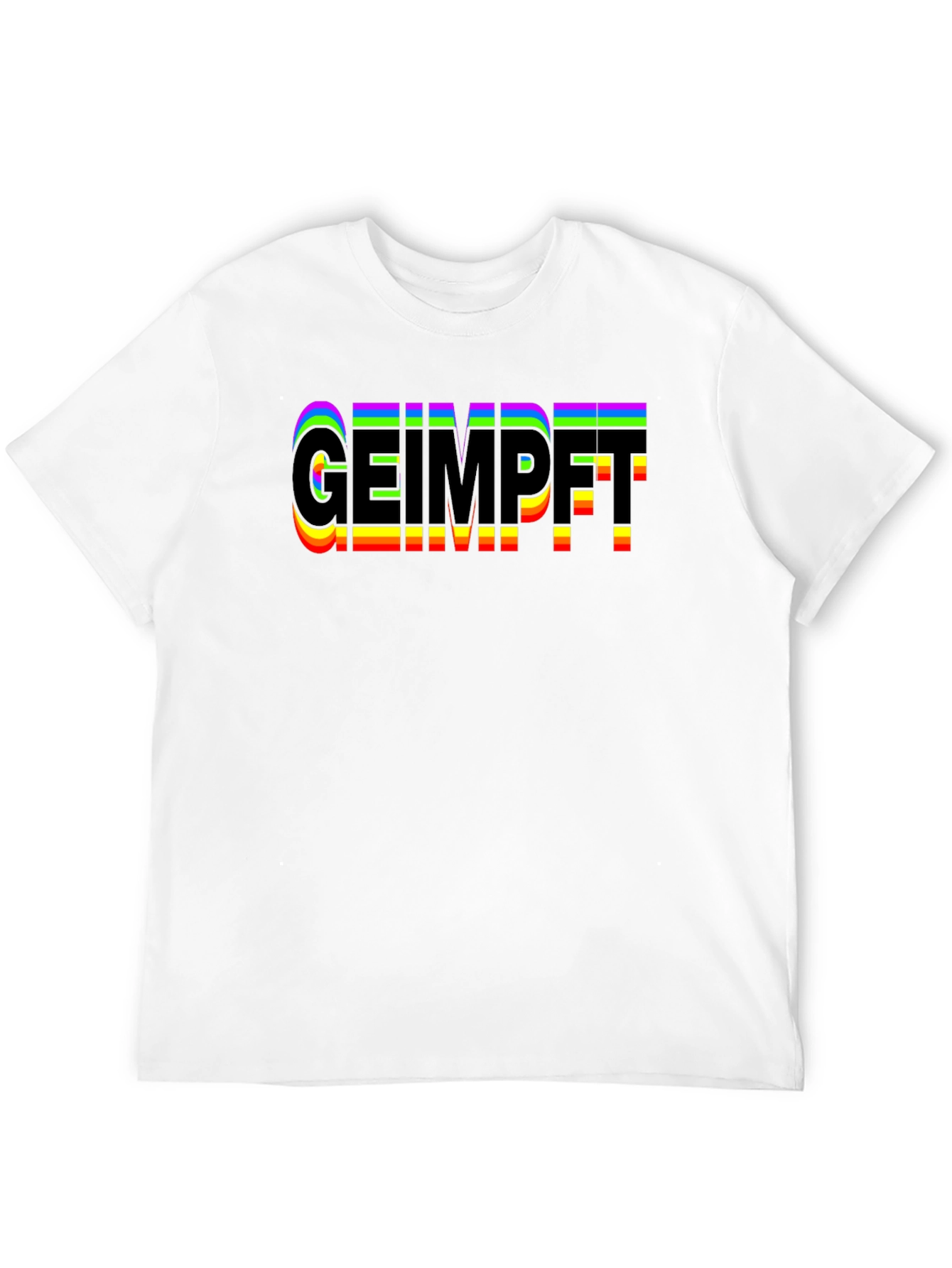 Geimpft Rainbow Text Black T-Shirt