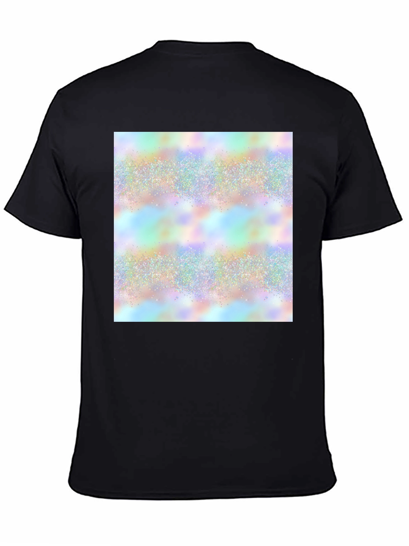 Mens Black T-Shirt with Holographic Pattern