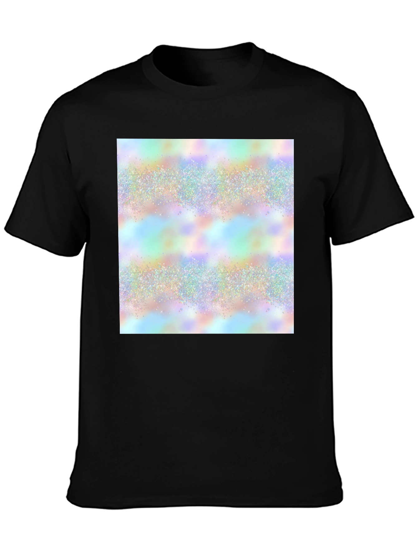 Mens Black T-Shirt with Holographic Pattern