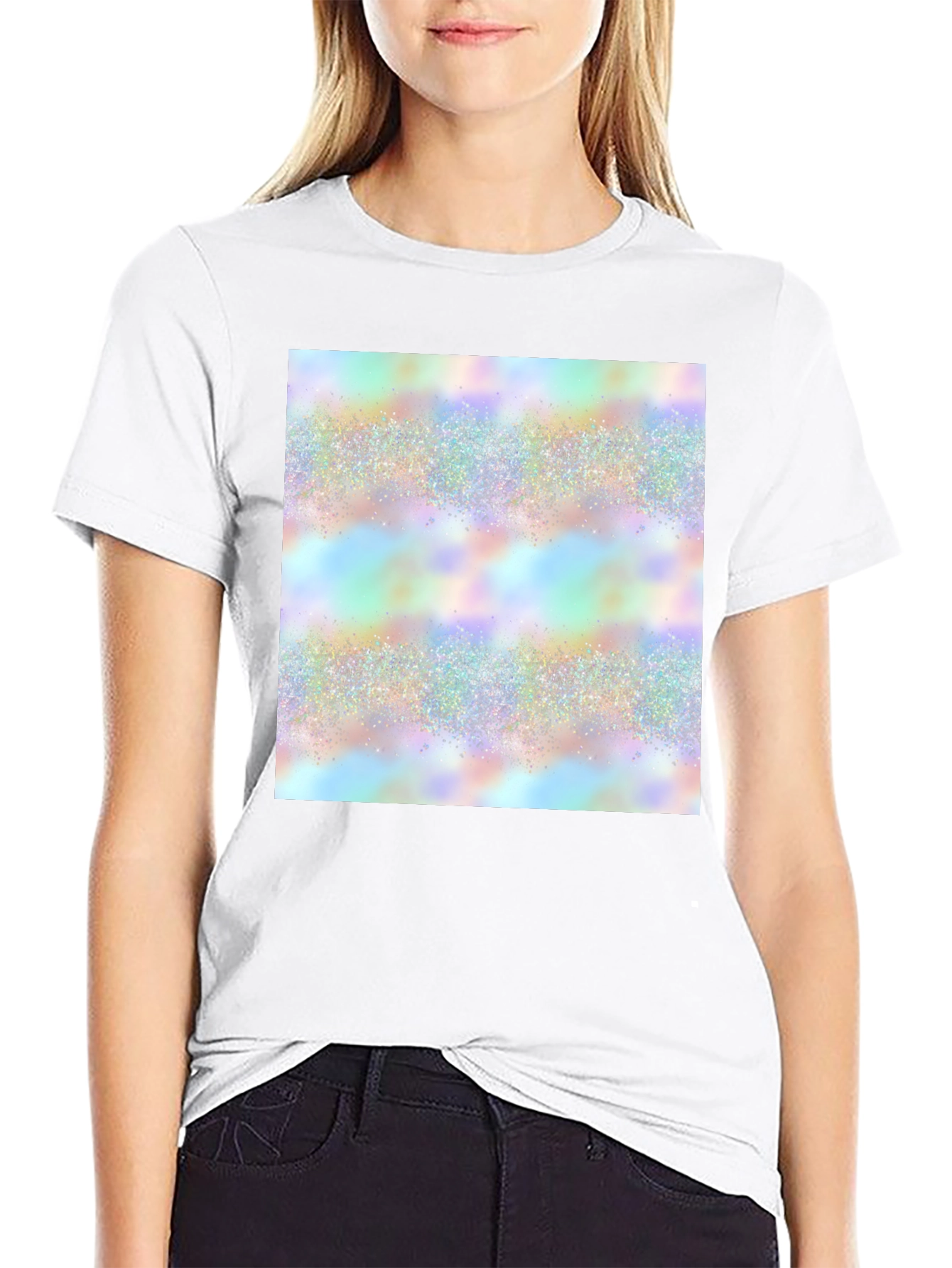Mens Black T-Shirt with Holographic Pattern