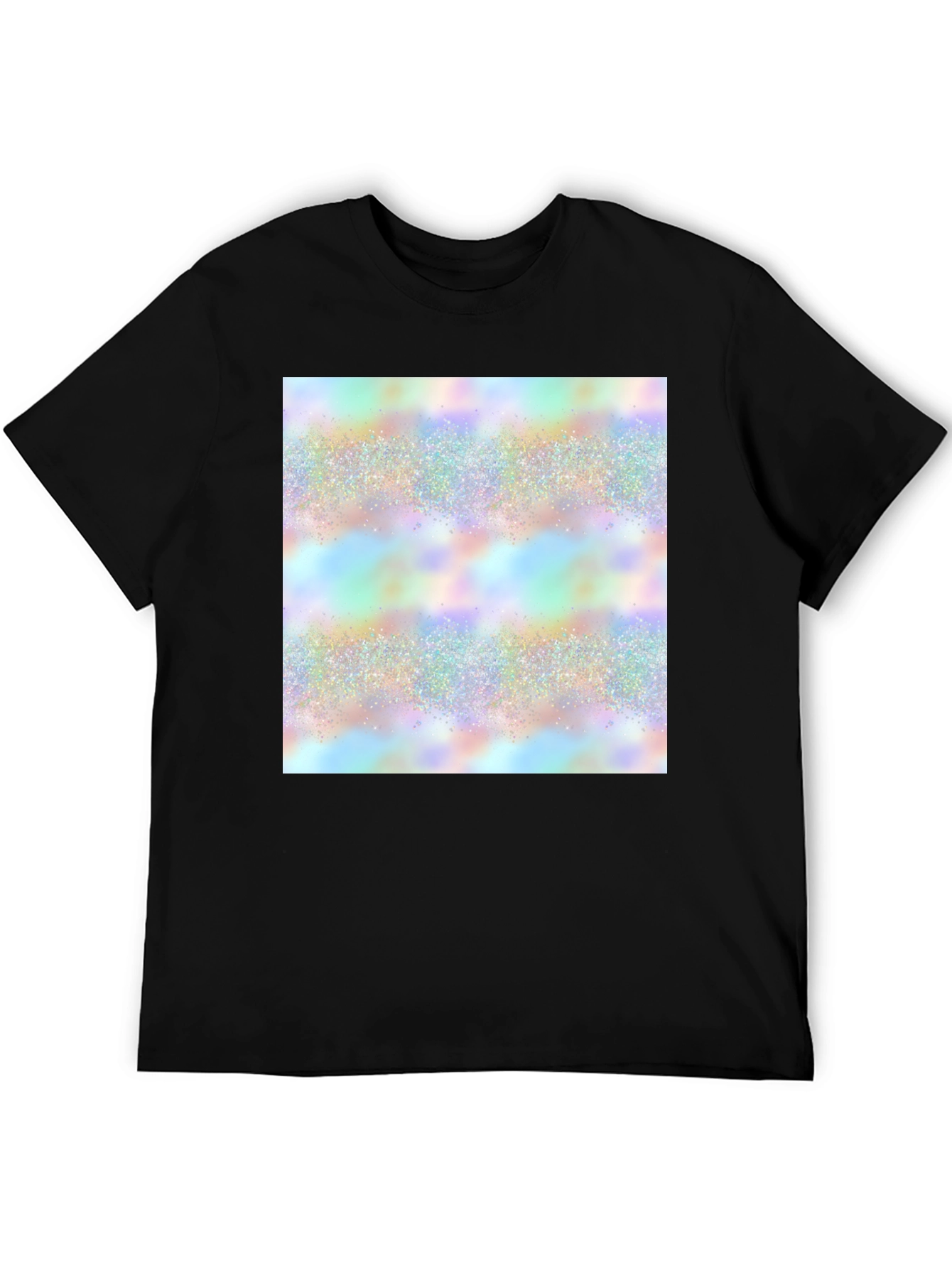 Mens Black T-Shirt with Holographic Pattern