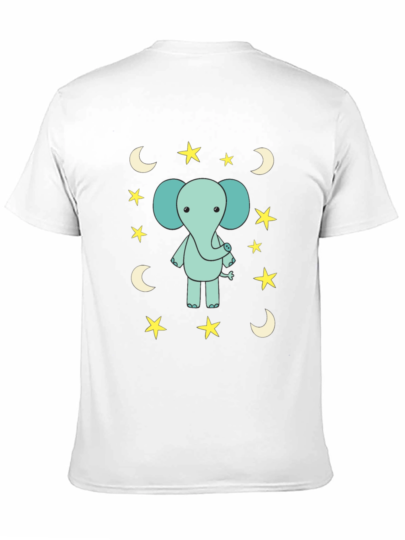 Cute Elephant Starry Night Black T-Shirt