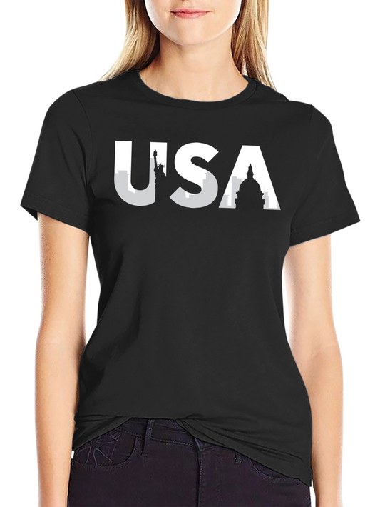 USA Skyline Graphic T-Shirt - Black
