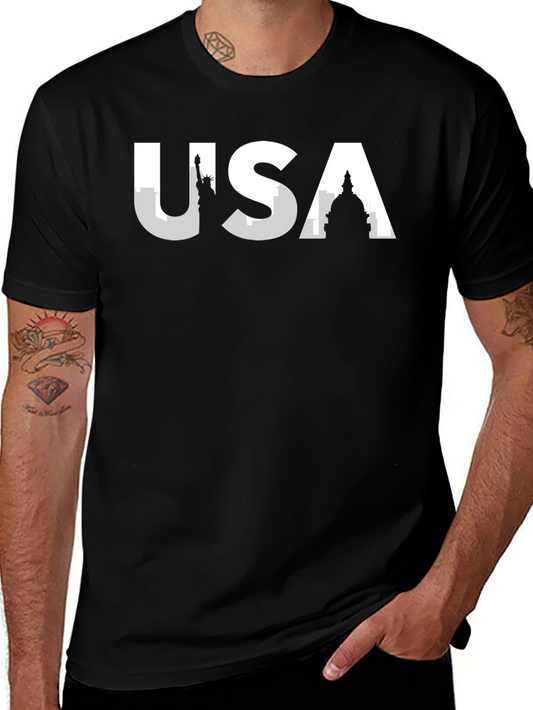USA Skyline Graphic T-Shirt - Black
