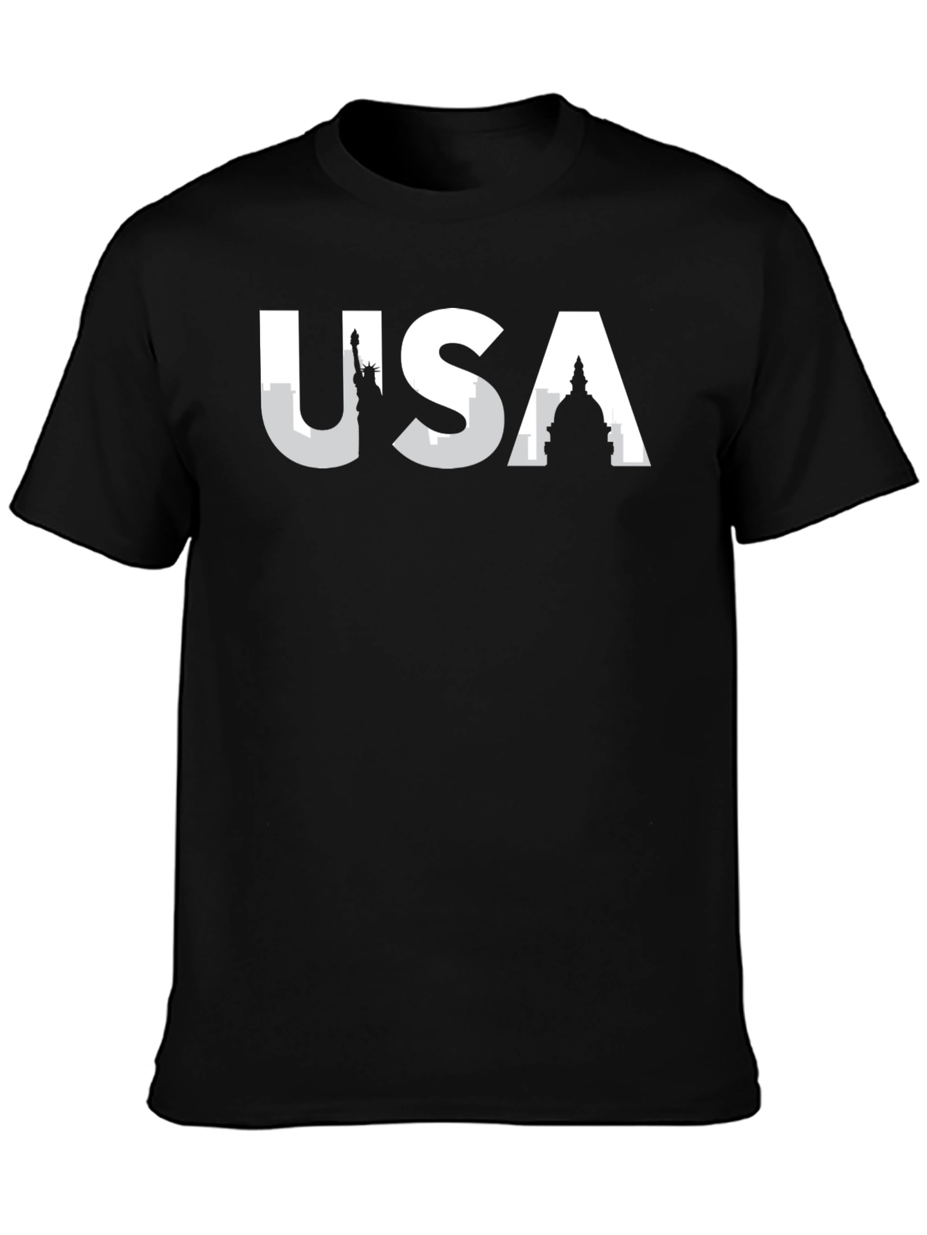 USA Skyline Graphic T-Shirt - Black