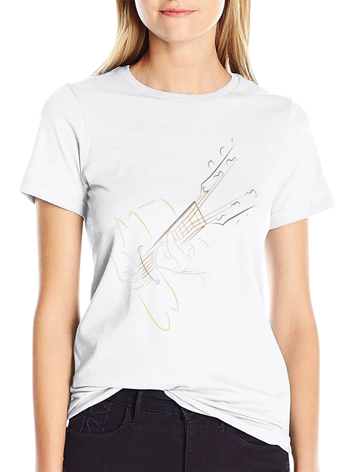 Guitar Outline Graphic Tee - Stylish Musician T-Shirt