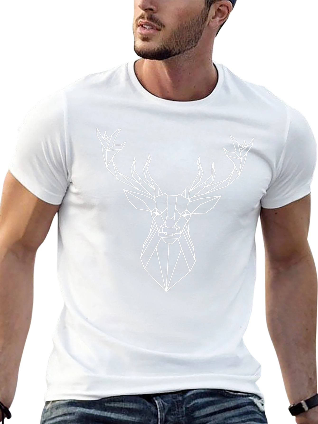 Geometric Deer Graphic Tee - Modern Style