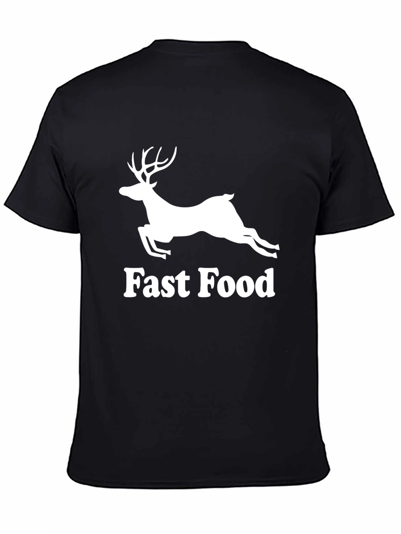 Fast Food Deer Graphic Tee - Black Cotton